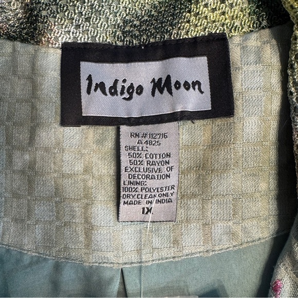 Indigo Moon Embroidered Floral Patchwork Jacket 1X Boho Artistic Statement Piece - Picture 9 of 14